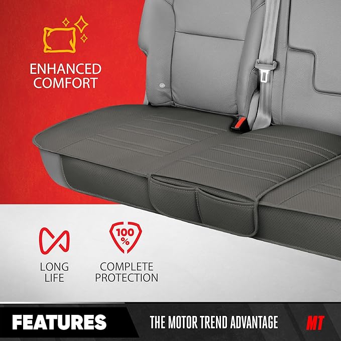 Motor Trend Car Seat Covers for Front & Rear Full Set - Nappa Leather Seat Protectors for Cars, Trucks & SUVs - Gray Automoti