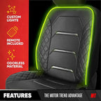 Motor Trend RGB LED Car Seat Protector with Remote — Color-Changing Front Seat Cover, 4 Modes (Music Sync, Pulse, Fade, Stati