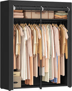 SONGMICS Closet Wardrobe, Portable Closet for Bedroom, Clothes Rail with Non-Woven Fabric Cover, Clothes Storage Organizer, 5