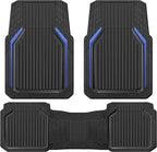 CAR PASS Heavy Duty Rubber Floor Mats for Car, Waterproof Liner Deep Dish Car Mats Full Sets, Universal Trim to Fit for SUV Truck Sedans Vans, All Weather Automotive Floor Mats 3pcs, Black Blue