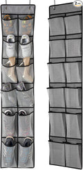 KEEPJOY Over The Door Shoe Organizer 2 Pack,Mesh Pockets Hanging Shoe Rack Over The Door,Shoe Storage Closet with 4 Hooks,Was