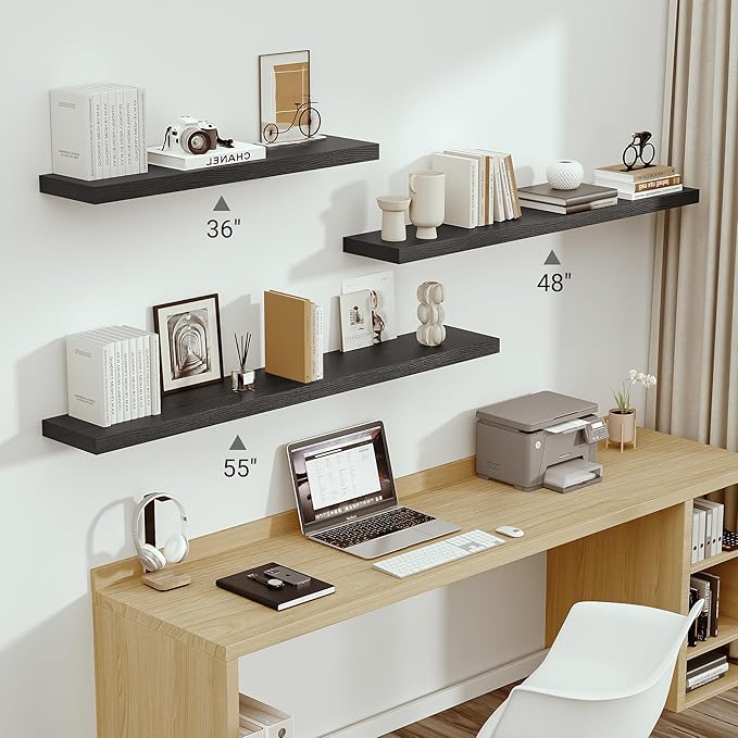 Vivelove 10" Deep Floating Shelves for Wall, 55in Long Shelf for Bathroom, Living Room, Kitchen, Farmhouse, Shelves for Room 
