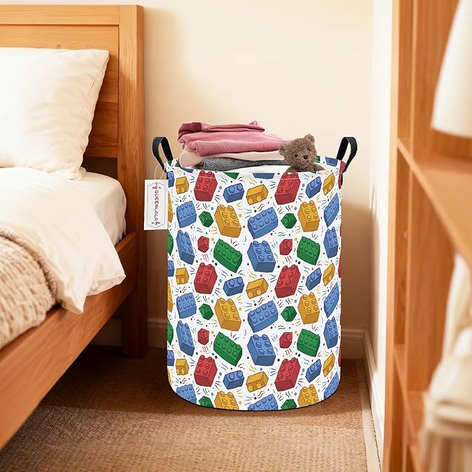 QUEENLALA Large Storage Basket,Laundry Hamper/Bathroom/Home Decor/Collapsible Round Storage Bin,Boys and Girls Hamper/Boxes/C
