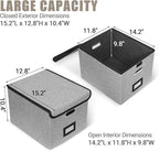 2Pack File Storage Organizer with 10 Hanging Folders & Plastic Slide, Collapsible Linen File Box with Lid for Office, Home, M