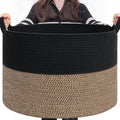 INDRESSME Large Storage Baskets for Organizing, 21.7 x 13.8 Blanket Basket Living Room Dog Toy Bin, Woven Laundry Basket for 