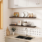 Vivelove Elm Wood Floating Shelves, Wooden Shelves for Wall with Invisible Bracket for Living Room Bedroom Bathroom Office Bo