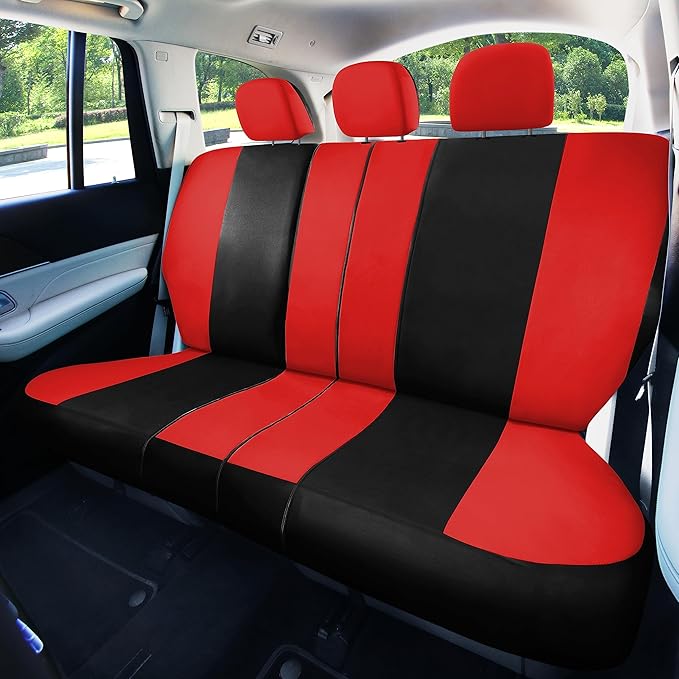 FH Group Car Seat Covers Full Set Cloth - Universal Fit, Automotive, Low Back Front, Airbag Compatible, Split Bench Rear Wash