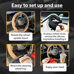 ENRICH UP 2-in-1 Car Steering Wheel Tray - Steering Wheel Desk for Laptop, Multipurpose Car Table for Eating & Work, Adjustable Car Food Tray with Silicone Rings (Pink)