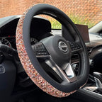 PINCTROT D Shaped Chenille Leather Steering Wheel Cover, Soft Mottled Colors, Sweat-Proof, Non-Slip Grip, All-Season Comfort,