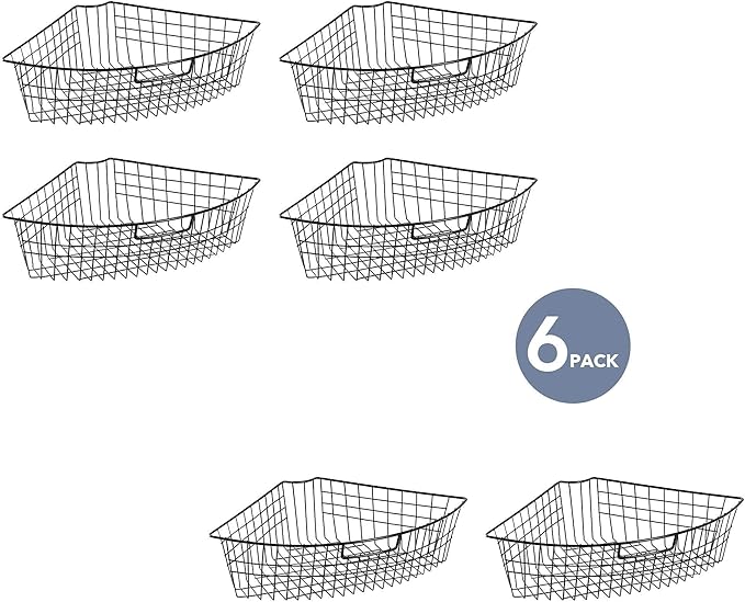 Leeden Lazy Susan Organizer Basket for 24" Diameter Turntable - 16.3" x 10.3" x 4" Metal Organizing Storage Bins (6 Packs) - 