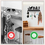 Western Key Holder with 10 Hooks, Cowboy Couple Wall Decor with Two Horses, Rustic Cowboy Hat Rack for Wall, Western Style Co