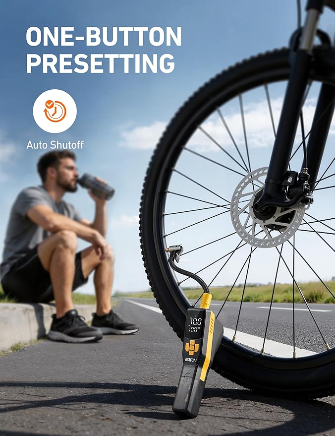 AstroAI 150 PSI Tire Inflator Portable Air Compressor for Car Tires, Cordless Bike Pump with LCD Display, Auto Shut-Off, 5 Modes Air Pump for Car Motorcycle Bicycle Balls, LED Light & Storage Design