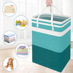 BlissTotes 3-Pack Laundry Basket, Freestanding＆Waterproof Laundry Hamper, Collapsible Tall Clothes Hamper with Easy Carry Han
