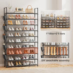LUKYTOWER Tall Shoe Rack 10 Tier Shoe Racks Organizer for Closet 40-45Pairs,Large Capacity Storage Rack for Shoes with 5Hooks