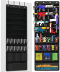 Over Door Toy Gun Storage, Hanging Organizer for Toy Guns, Hanging Toys Organizer with Pockets, Hook&Loop Straps for Foam Bla