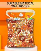 Car Trash Can, Durable Hanging Car Trash Garbage Bag, Cute Automotive Garbage Cans Organizer, Boho Orange Flowers