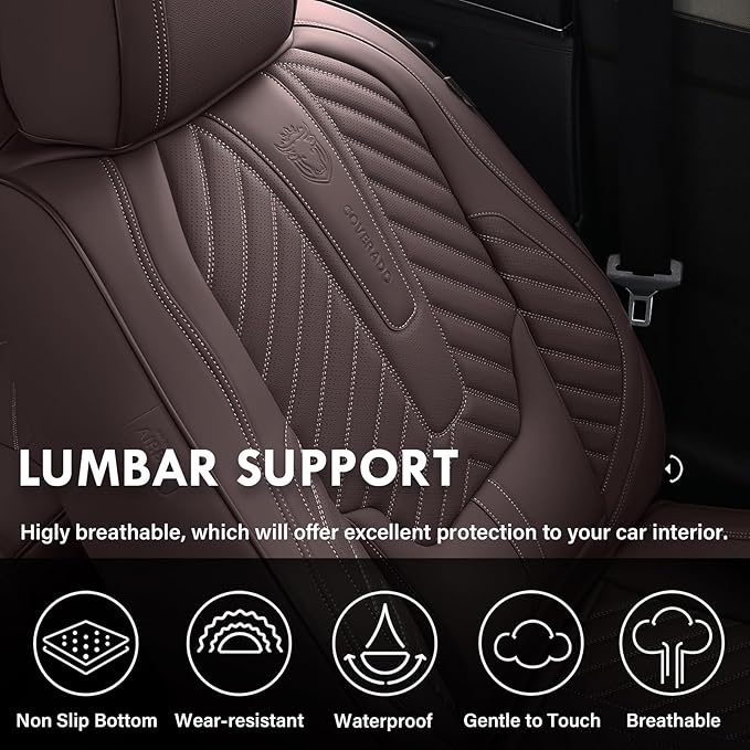 Coverado Front Seat Covers, Waterproof Leather Car Seat Protector, Universal Fit for Most Cars (Brown)