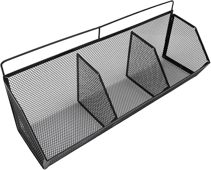 Metal Wire Basket, 3 Grids Wall Hanging Baskets, Wall Mount Slanted Opening Storage Organizer for Kitchen Bathroom Laundry Ro
