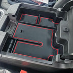 Full Size Center Console Organizer Tray Compatible with 2019-2022 Chevy Silverado/GMC Sierra 1500 and 2020-2022 2023 Silverado/Sierra 2500HD 3500HD Accessories -Full Console w/Bucket Seats ONLY, Red