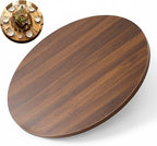 24" Black Walnut Wood Lazy Susan for Table Top, Large Turntable Rotating Serving Tray for Counter Top Solid Wooden Round Lazy
