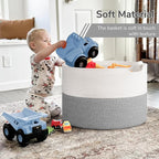 INDRESSME 115L Extra Large Blanket Basket, Soft Cotton Rope Storage Basket for Organizing, Home Decor, Toys, Laundry & Towels
