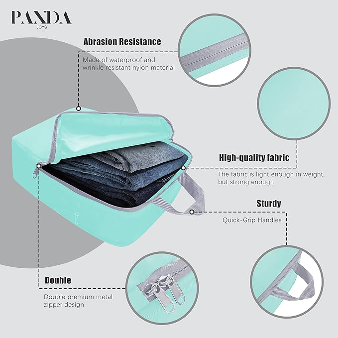 PANDA JOYS 4 Set Compression Packing Cubes Travel - Travel Accessories Expandable Packing Organizers for Carry On - Essential