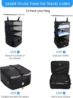 Grand Fusion Stow-N-Go Packing Organizer for Luggage, Portable Hanging Travel Shelves, Carry-On Closet, Hanging Packing Cubes