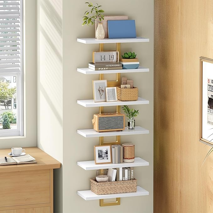 HOOBRO Floating Shelves, 15 Inch Wall Shelf Set of 3, Wall Mounted Storage Shelves 2-Tier, Hanging Bathroom Shelves, for Livi