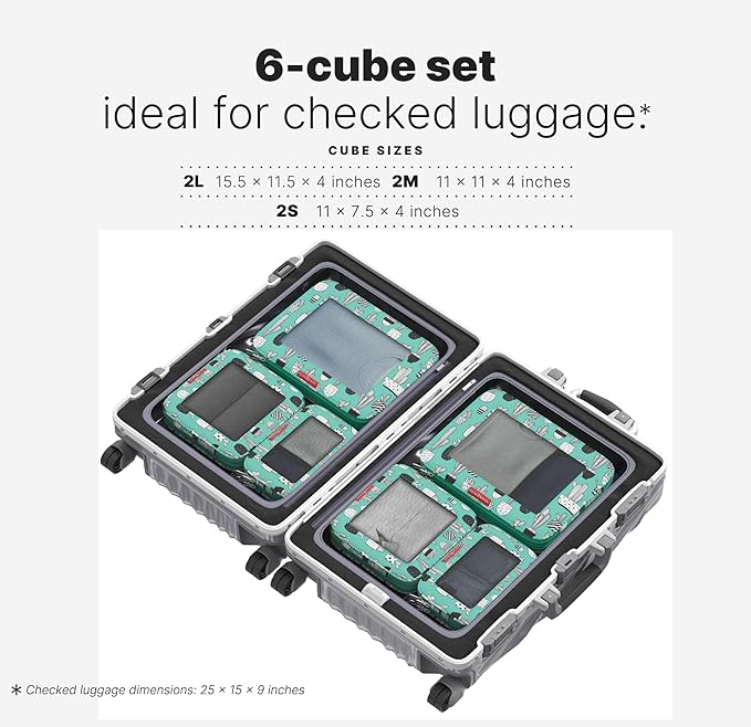 LeanTravel Premium Compression Packing Cubes for Travel - Suitcase Organizer Bags with Double Zipper & Breathable Mesh Panel 