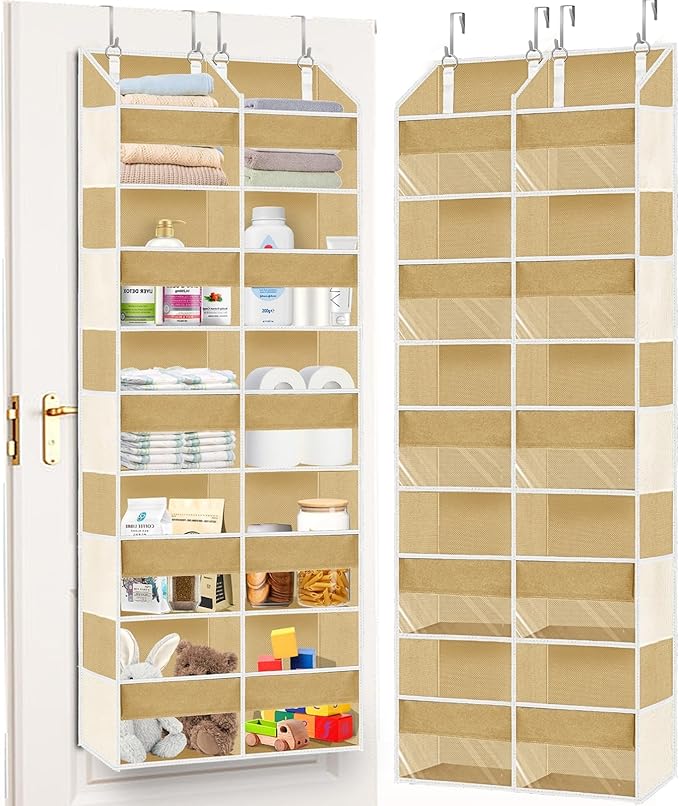 Over the Door Organizer 5 Tiers,Extra Large Behind Door Storage of 10 Compartments,80 lbs Weight Capacity Over the Door Stora