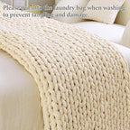 Admitrack Chunky Knit Blanket Throw 51"x63", 100% Hand Knit Chenille Throw Blanket for Sofa & Home Decor, Soft and Cozy Knitt