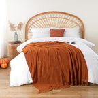 BATTILO HOME Fall Decor Caramel Throw Blanket for Couch, Rust Orange Throw Blanket for Bed, Decorative Fall Throw for Sofa, 5