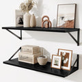 Deep Floating Shelves for Wall,30" Wx10 D Wood Floating Shelf Set of 2,Sturdy Metal Bracket Wide Display & Storage,Wall Mount