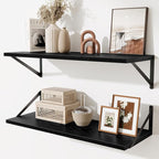 Deep Floating Shelves for Wall,30" Wx10 D Wood Floating Shelf Set of 2,Sturdy Metal Bracket Wide Display & Storage,Wall Mount