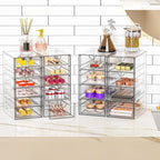 YFXCVSL Acrylic Makeup Organizer with 19 Drawers, 4 Pack Clear Storage Drawers, Bathroom Makeup Organizer for Palettes, Cosme