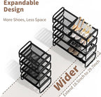 4Tier Shoe Rack - Expandable Shoe Organizer for Closet, Adjustable Metal Shoe Shelf Storage, Stackable Long Shoe Stand Holder