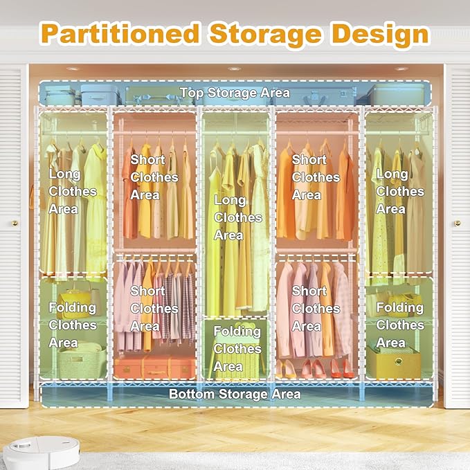 Ulif H50 Extra Large Clothes Rack, Heavy Duty Garment Rack, Freestanding Portable Closet, Clothing Racks for Hanging Clothes,