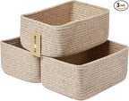 MiniArk Small Storage Baskets for Organizing | Closet Organizer Bins | Shelf Toy Basket | Woven Rope Baskets | Cube Decorativ