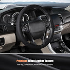 Aimato Customized Steering Wheel Cover for Honda Accord 2013-2017/Pilot 2016-2018/Crosstour 2013-2015, Thin,Anti-Slip,Scratch-Resistant Exclusive Car Accessory for Honda, Black