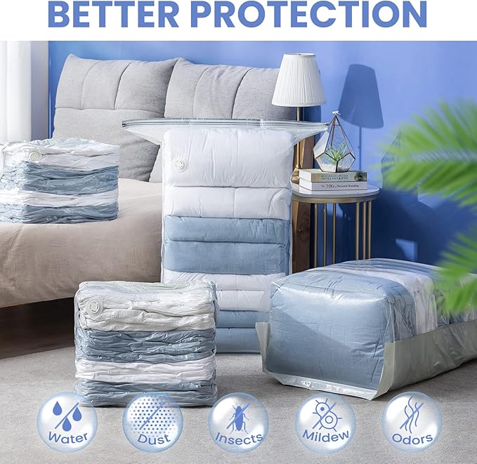 8 Pack Vacuum Storage Bags, Jumbo Cube 31x40x15 Inch, Extra Large Vacuum Seal Bgas for Comforters, Blankets, Pillow, Quilts, 