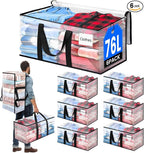 BlissTotes 6-Pack Large Moving Bags with Backpack Straps & Strong Zippers, Heavy-Duty Storage Bags Moving Boxes for Space Sav