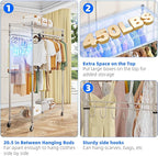 Simple Trending Rolling Clothes Rack, Clothing Rack, Garment Racks for Hanging Clothes, Freestanding Portable Closet Organize