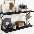 Floating Shelves with Black Metal Brackets Set of 2,30" Wx8 D Wall Mounted Shelves Floating Bookshelf,Hanging Storage Shelf f