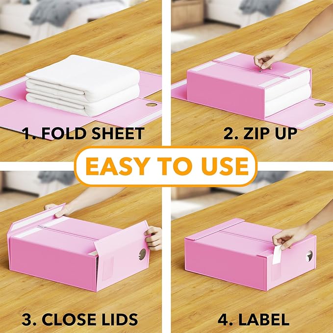 SpaceAid 3 Pack Bed Sheet Organizers and Storage, Foldable Sheet Organizer for Linen Closet, Set Folder Keeper with Window XL