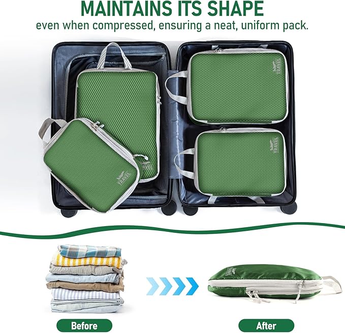6 Set Compression Packing Cubes, Suitcase Organizer, Lightweight Travel Essentials, Compression Bags For Travel Accessories L