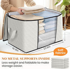 Fab totes 24 Gallons Clothes Storage, Foldable Thick Fabric Blanket Storage Bags, Containers for Organizing Bedroom, Closet, 