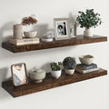 RICHFOCUS Elm Floating Shelves for Wall - 40" W x 9.3" D Rustic Solid Wood Shelves with Invisible Bracket, Wall-Mounted for L