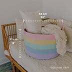 OrganiHaus Rainbow Blanket Basket for Classroom & Nursery, Extra Large Woven Laundry Basket w/Handles, Kids Toy Organizer & S