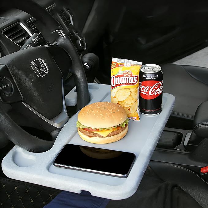 Car Steering Wheel Desk for Laptop,Multipurpose Travel Car Accessories, Car Seat Stand Trays for Eating, Multipurpose Travel Car Accessories (Black)