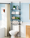 ALLZONE Over The Toilet Storage Cabinet, 4-Tier Adjustable Bathroom Shelves, 22-34 Inch Wide, Tension Mounted Organizer, Spac